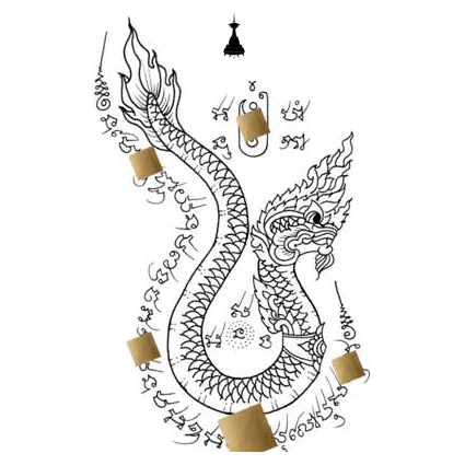 Sak Yant Naga — Yant Rắn Thần Naga — ยันต์พญานาค