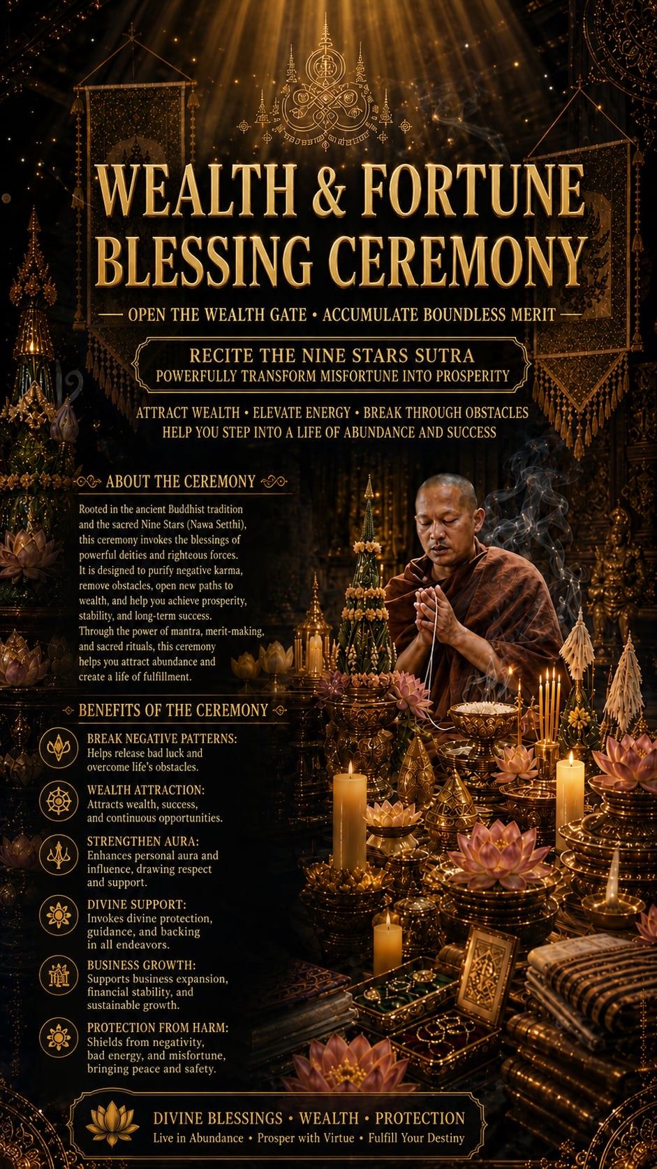 Poster for the Wealth & Fortune Blessing Ceremony